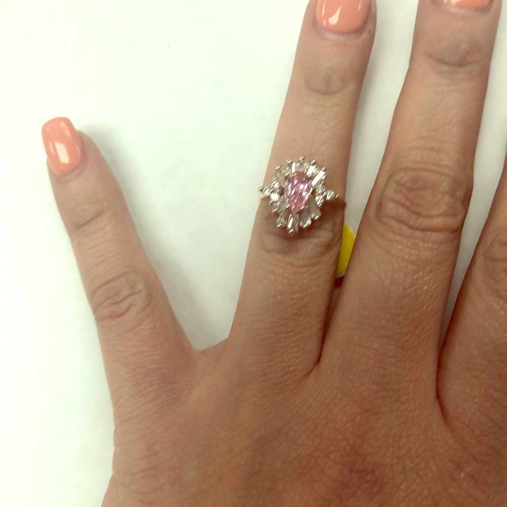 yellow gold ring with zirconia stone